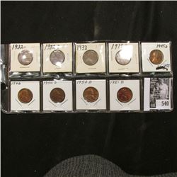 1932P, D, 33P, 33D, 45D, 46P, 50D, 51D, & 53D Lincoln Cents. Grades up to BU.