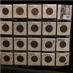 (4) 1933 P & (15) 33 D Lincoln Cents in holders and ready for sale. Grades up to VF.