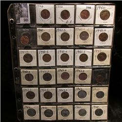 1940 P, 40 D, (3) 40 S, (4) 41 S, (2) 42 P, (2) D, (5) S, (7) 43 P, 45 P, & (3) 46 P Lincoln Cents, 