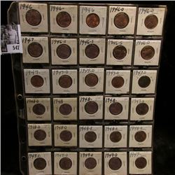 (30) Lincoln Cents in a plastic page dating between 1946-49, nearly all are Gem BU.