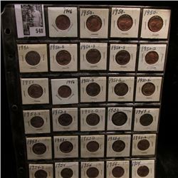 (29) Lincoln Cents in a plastic page dating between 1946-54, nearly all are Gem BU.