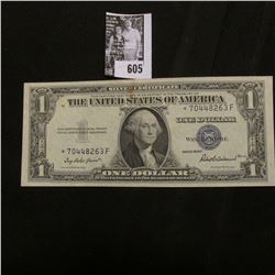 Series 1935F One Dollar Silver Certificate Star * Replacement Note, Choice AU with on light center c