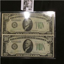 Series 1934A "B" Federal Reserve Bank of New York, NY. $10 Banknote, VF+; & Series 1934 "H" Federal 