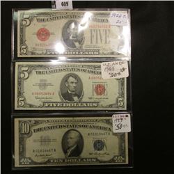 Series 1928E Five Dollar U.S. Note with 'Red Seal', Fine; Series 1963 Five Dollar U.S. Note with 'Re