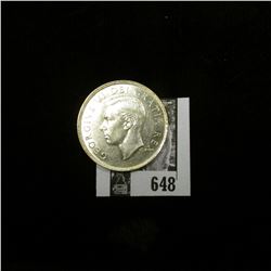 1949 Canada Silver Dollar, Almost Uncirculated.
