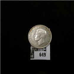 1950 Canada Silver Dollar, Almost Uncirculated.