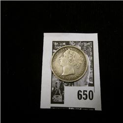 1882 H Newfoundland Twenty Cent Piece, Y4, VF.