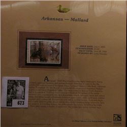 2005 $7.00 Arkansas Waterfowl Stamp depicting the Mallard, Absolute mint condition with literature a