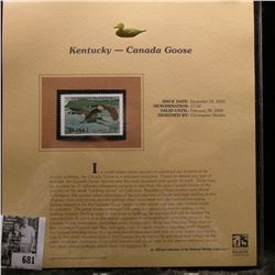 2005 $7.50 Kentucky Waterfowl Stamp depicting the Canada Goose, Absolute mint condition with literat