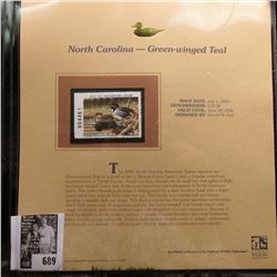 2005 $10 North Carolina Migratory Waterfowl Stamp depicting the Green-winged Teal, Absolute mint con