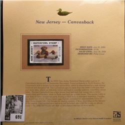 2005 $5.00 New Jersey Waterfowl Stamp depicting the Canvasback, Absolute mint condition with literat