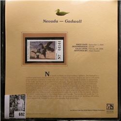 2005 $10.00 Nevada Waterfowl Stamp depicting the Gadwall, Absolute mint condition with literature an