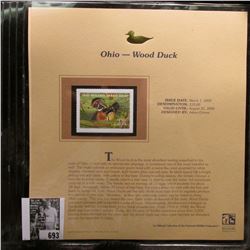 2005 $15.00 Ohio Waterfowl Stamp depicting the Wood Duck, Absolute mint condition with literature an