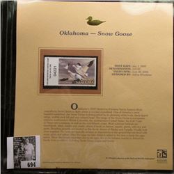 2005 $10.00 Oklahoma Waterfowl Stamp depicting the Snow Goose, Absolute mint condition with literatu