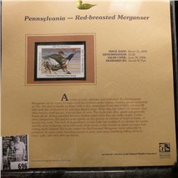 2005 $5.50 Pennsylvania Waterfowl Stamp depicting the Red-breasted Merganser, Absolute mint conditio