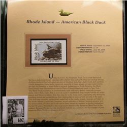 2005 $7.50 Rhode Island Waterfowl Stamp depicting the American Black Duck, Absolute mint condition w