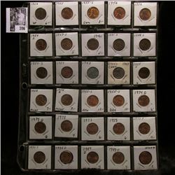 30-pocket plastic page of (30) Mostly Uncirculated to BU Lincoln Cents dating 1909 P to 2008 P,