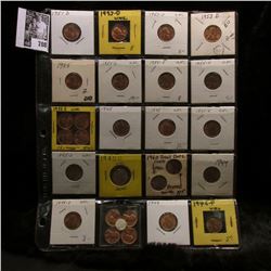 20-pocket plastic page of (27) Mostly Uncirculated to BU Lincoln Cents dating 1944 P to 60 P & D sma