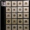 20-pocket plastic page of Silver BU Roosevelt Dimes including dates 1947 D to 1955 P. (20 pcs.).