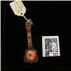 Circa 1920 Watch Fob "Dedicated for Loyalty to the Cause of Good Roads", comes with leather strap.