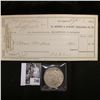 April 2, 1874 Invoice "To Boston & Albany Railroad Co., Dr."; & 1922 D U.S. Peace Dollar, VF.
