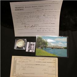 "Wisconsin River" Post card; 1875 Invoice "To Boston & Albany Railroad Co."; 1852 "Protection Insura