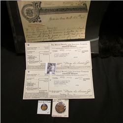 1895 "Fire Association of Philadelphia" Invoice; 1941 Invoice "The Mutual Benefit Life Insurance Com