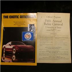 Circa 1984 Corvette Brochure; Feb. 1925 "Official Program Fifth Annual Relay Carnival University of 