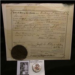 1874 Carroll County, Iowa Mortgage Release with Seal; & an 1893 celluloid Pin-back "Columbian Souven