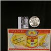1922 P U.S. Peace Silver Dollar, Briliant Uncirculated; & a "Blue Ribbon Malt Extract" Ink blotter.