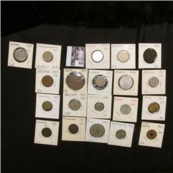 Group of (20) various foreign coins in cardboard holders, all attributed.