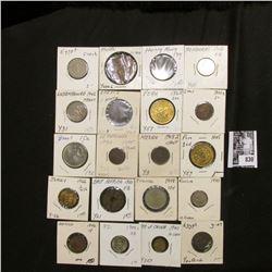 Group of (20) various foreign coins in cardboard holders, all attributed.