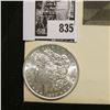 Image 2 : 1890 P Morgan Silver Dollar Brilliant Uncirculated; and a black & white print of J.C. Calhoun, with 