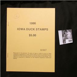 1996 Booklet Pane of Ten Iowa Duck Stamps in folder No. 02907. Crisp Uncirculated.