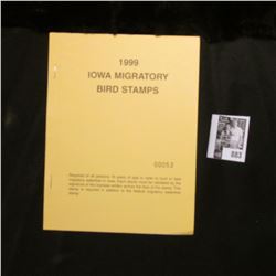 1999 Booklet Pane of Ten Iowa Duck Stamps in folder No. 00053. Crisp Uncirculated.