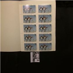 1980 Pane of Ten $5 Iowa Duck Stamps, pristine mint condition, no booklet.