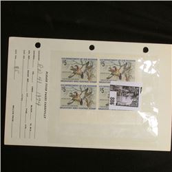 Plateblock RW 41 1974 Federal Migratory Bird Hunting and Conservation Stamps, 4 Stamps, never hinged