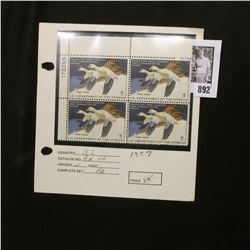 Plateblock RW 44 1977 Federal Migratory Bird Hunting and Conservation Stamps, 4 Stamps, never hinged