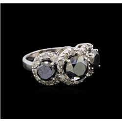 5.54 ctw Black Diamond Ring - 14KT White Gold