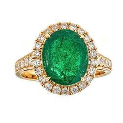 3.00 ctw Emerald and Diamond Ring - 18KT Yellow Gold