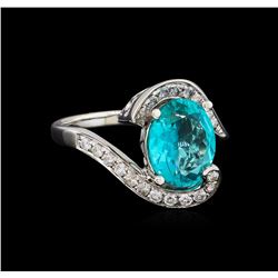 3.09 ctw Apatite and Diamond Ring - 14KT White Gold