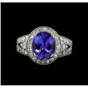 Image 2 : 3.91 ctw Tanzanite and Diamond Ring - 14KT White Gold