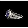 Image 3 : 3.91 ctw Tanzanite and Diamond Ring - 14KT White Gold