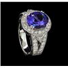 Image 4 : 3.91 ctw Tanzanite and Diamond Ring - 14KT White Gold