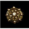 Image 1 : 2.60 ctw Diamond and Pearl Brooch - 18KT Yellow Gold