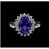 Image 2 : 2.96 ctw Tanzanite and Diamond Ring - 14KT White Gold