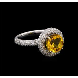 14KT White Gold 2.70 ctw Citrine and Diamond Ring