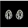 Image 1 : Braided Shell Shaped Post Earrings - Rhodium Plated