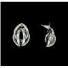 Image 2 : Braided Shell Shaped Post Earrings - Rhodium Plated