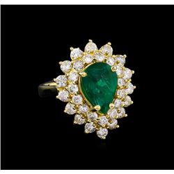 14KT Yellow Gold 2.43 ctw Emerald and Diamond Ring